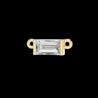 0.31 TCW Classic Sleek Gold Connector Bar Moissanite Pendant with Horizontally Set Baguette Cut Diamond