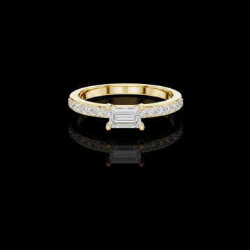 2.00 CT Exclusive Baguette Cut Lab Grown Diamond Ring with Classic Pave Set Accents