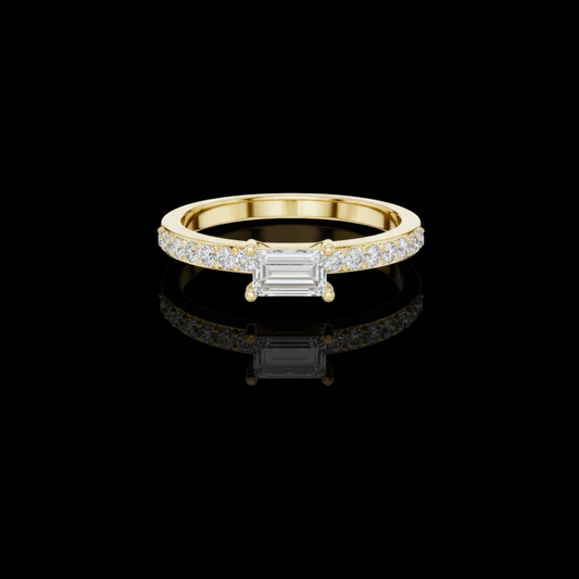 2.00 CT Exclusive Baguette Cut Lab Grown Diamond Ring with Classic Pave Set Accents