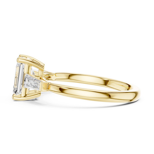 Emerald With Tapered Baguette Side Stones Lab Diamond Ring - view 4
