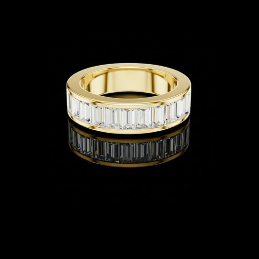 2.20 TCW High Polish Gold Baguette Moissanite Diamond Half Eternity Wedding Band