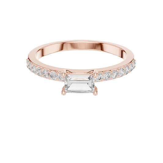 1.13 CT Exclusive Baguette Cut Lab Grown Diamond Ring with Classic Pave Set Accents
