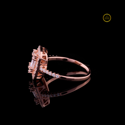 Emerald Cut Halo Lab Diamond with Baguette Diamond Accents Ring - view 3