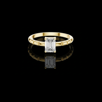 2.50 TCW Classic Emerald Cut Lab Grown Diamond Ring with Bamboo Style Sculpted Band