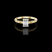2.50 TCW Classic Emerald Cut Moissanite Diamond Ring with Bamboo Style Sculpted Band