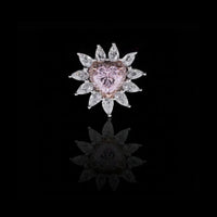 2.00 CT Heart-Cut Pink Gem Ring Surrounded by Moissanite Pear Diamond Petals