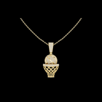 2.09 TCW Luxury Basketball Hoop with Pave Moissanite Diamond Ball Iced Sports Pendant Luxury Sports Jewelry
