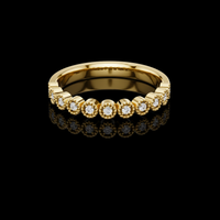 0.25 TCW Stunning Beaded Edge Moissanite Diamond Band With Round Brilliant Accents