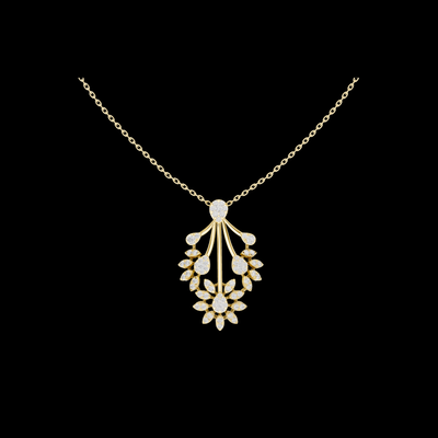 Floral Drop Pendant with Round Lab Grown Diamond