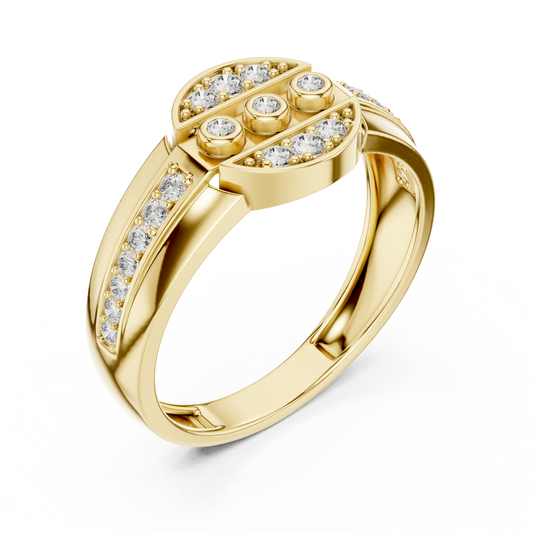 Round Lab Diamond Wide Band Statement Ring with Bezel Accents - view 4