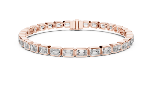9.30 TCW Luxury Emerald Cut Moissanite Diamond Tennis Bracelet with Bezel Set Gemstones