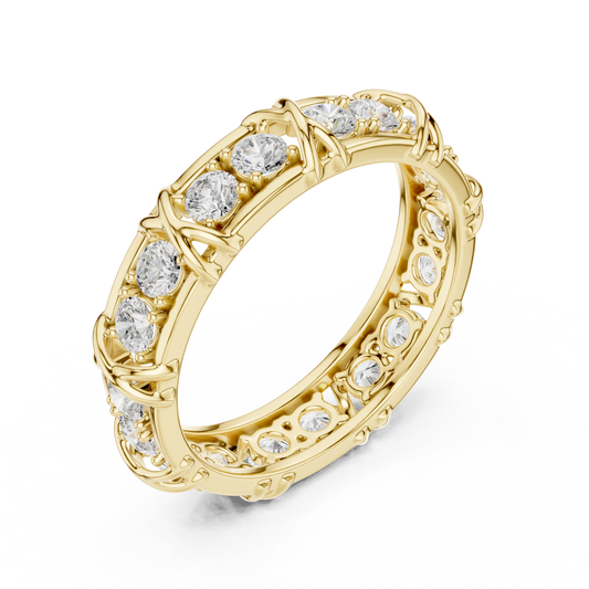 1.17 TCW Timeless Radiance Handcrafted Eternity Ring with Round Cut Moissanite Diamonds