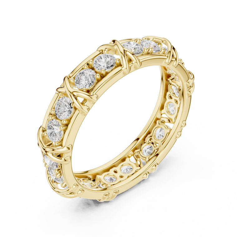 Round Cut Moissanite Men's Cross Station Shared Prong Ring - view 2