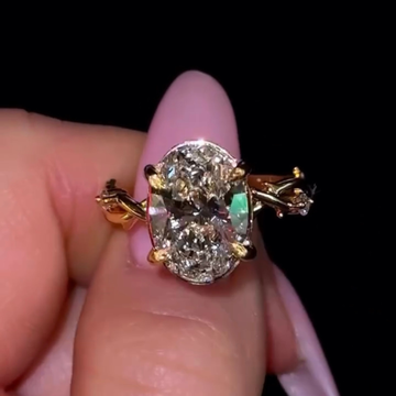 2.00 CT Ethereal Twilight Oval Cut Moissanite Diamond Ring with Sculpted Twist Band