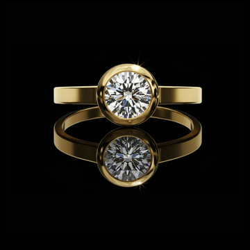 1.00 TCW Round Cut Bezel Set Lab Grown Diamond Engagement Solitaire Ring