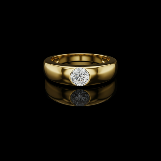 0.005 TCW Eternal Gleam Exquisite Solitaire Ring with Bezel Set Round Cut Moissanite Diamond
