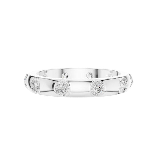 Round Moissanite Flush Set Wedding Band Ring - view 3
