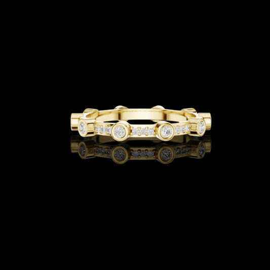 0.37 TCW Modern Stacking Bezel Set Lab Diamond Eternity Band with Pave Detailing
