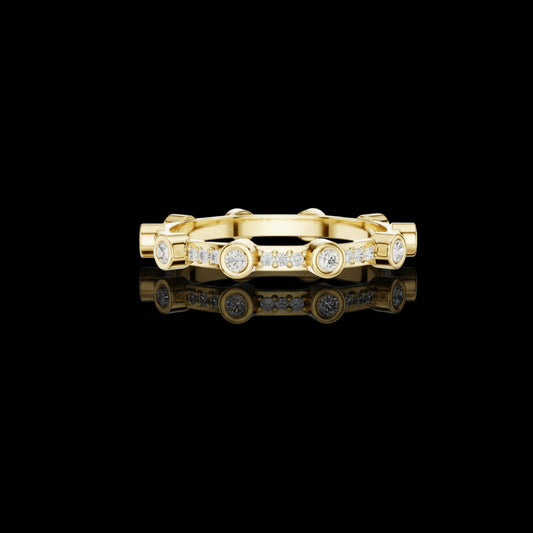 0.37 TCW Modern Stacking Bezel Set Moissanite Diamond Eternity Band with Pave Detailing