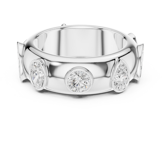 Multi Shape Cut Lab Grown Diamond Men's Flush Bezel Cigar Band - view 3