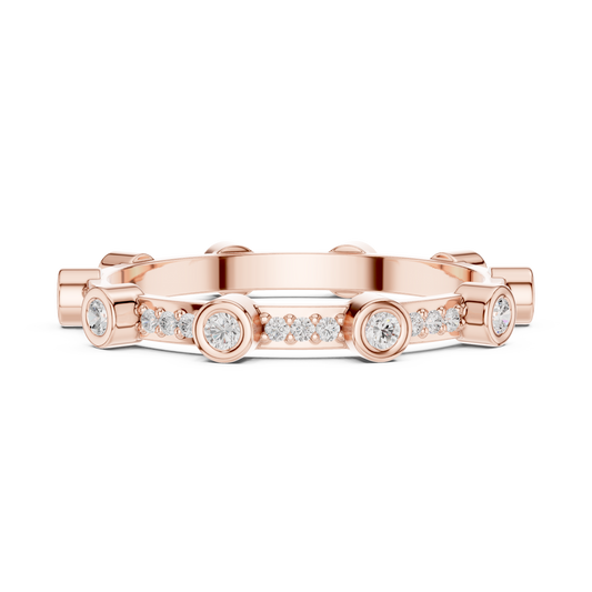 0.37 TCW Modern Stacking Bezel Set Moissanite Diamond Eternity Band with Pave Detailing