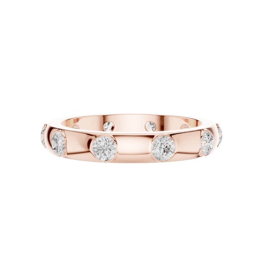 Round Lab Diamond Flush Set Wedding Band Ring - view 2