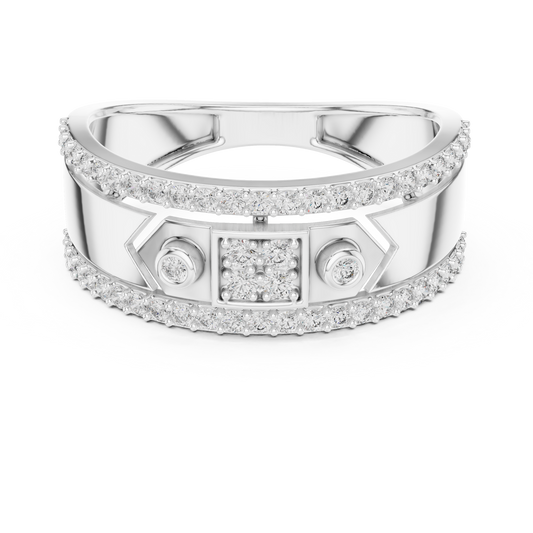 Round Cut Lab Grown Diamond Wide Band Statement Ring - view 3
