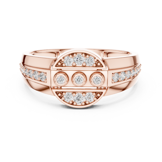 0.32 TCW Luxurious Round Moissanite Diamond Bezel Cluster with Pave Side Accents Statement Ring