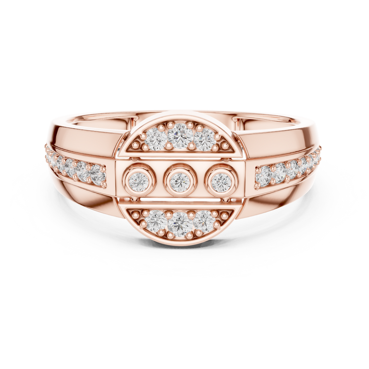 Round Lab Diamond Wide Band Statement Ring with Bezel Accents - view 2