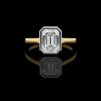 3.00 TCW Elegant Emerald Cut Moissanite Diamond Ring with Modern Bezel Setting Ring
