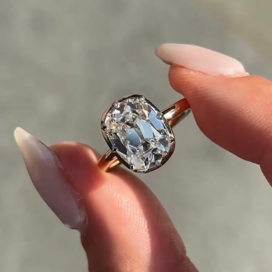 Antique Oval Cut Lab Diamond Solitaire Engagement Ring - view 3