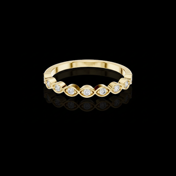 0.30 TCW Delicate Bezel Set Round Lab Grown Diamond Band with Marquise Inspired Design