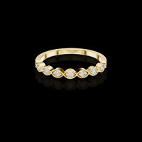 0.30 TCW Delicate Bezel Set Round Moissanite Diamond Band with Marquise Inspired Design