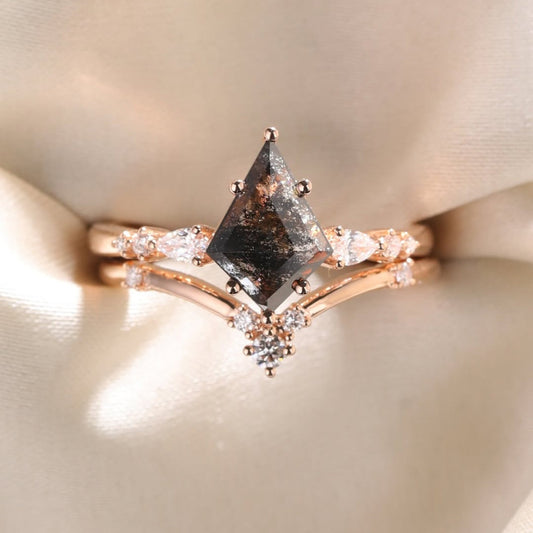 1.75 CT Iconic Black Lab Grown Antique Cut Diamond Cocktail Party Ring with White Diamond Accents