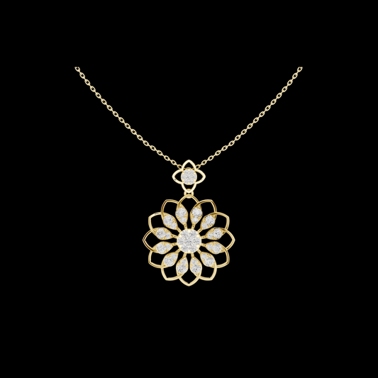 1.76 TCW Elegant Blooming Flower Moissanite Diamond Cluster Pendant Open Petal Design Luxury Jewelry For Her