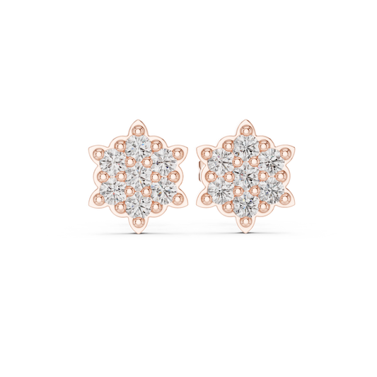 0.64 TCW Celestial Bloom Moissanite Diamond Cluster Gold Stud Earrings with Petal Inspired Floral Geometry For Party