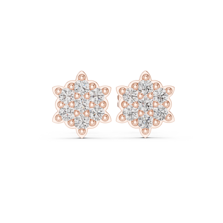 Celestial Bloom Lab Diamond Floral Cluster Stud Earrings - view 2