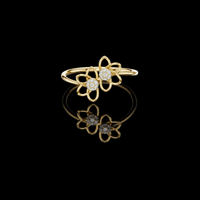0.70 TCW Ethereal Twin Blossom Ring with Brilliant Round Lab Grown Diamond Accents