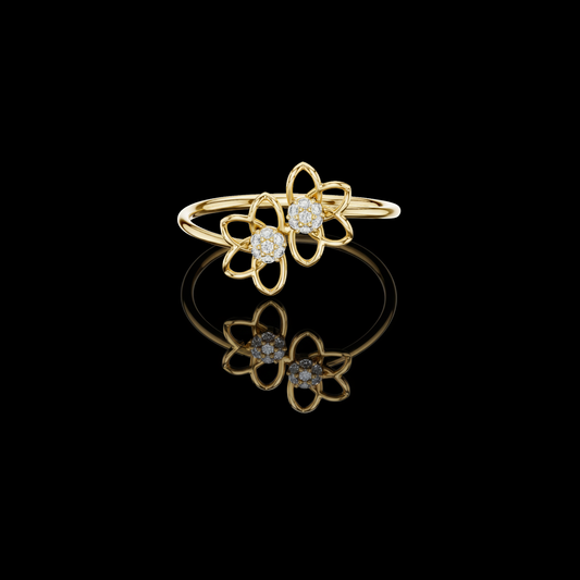 0.70 TCW Ethereal Twin Blossom Ring with Brilliant Round Lab Grown Diamond Accents