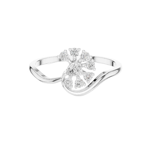 Floral Moissanite Cluster Ring With Bypass Band - view 3