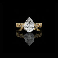 2.50 CT Blooming Pear Cut Moissanite Diamond Elegant Vintage Teardrop Ring