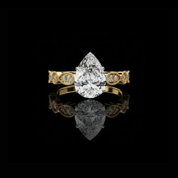 2.50 CT Blooming Pear Cut Moissanite Diamond Elegant Vintage Teardrop Ring