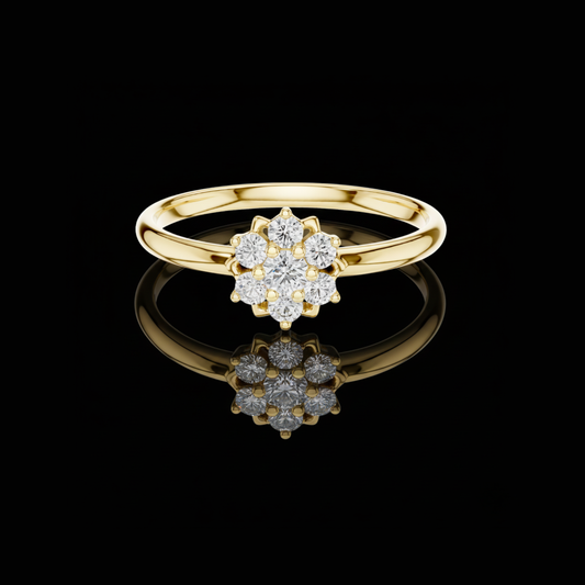 0.03 CT Radiant Floral Lab Grown Diamond Flower Ring Elegant Bloom Design Fine Jewelry Gift for Her