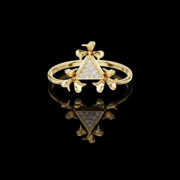 0.50 TCW Radiant Triangle Bloom Moissanite Diamond Ring with Pave Sparkle and Sculpted Gold Petal