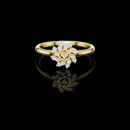 0.40 TCW Floral Ring Featuring a Brilliant Lab Grown Diamond Bloom with Sparkling Petal Accents