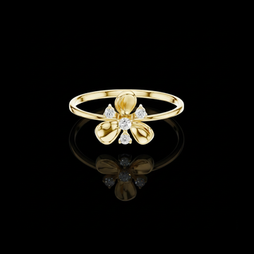 0.025 CT Elegant Gold Flower Ring with Sparkling Moissanite Diamonds Dazzling Jewelry For Her