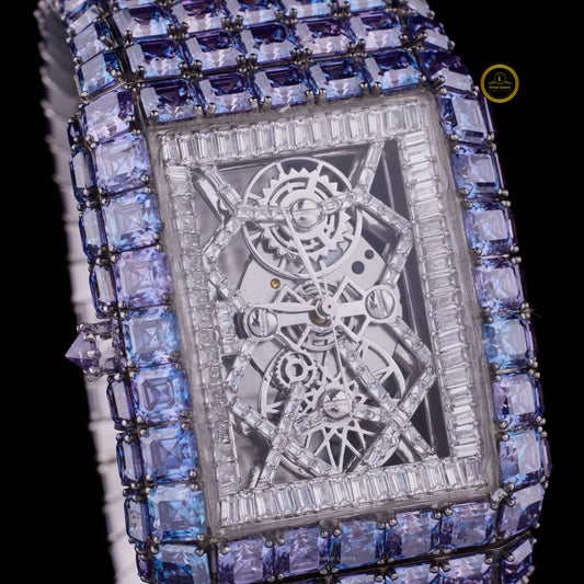 Supreme 130 Carat Imperial Full Silver Watch – Baguette Dial & Asscher Cut Diamonds