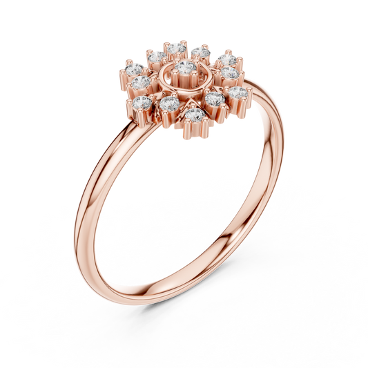 Round Moissanite Nature Inspired Cluster Ring - view 3