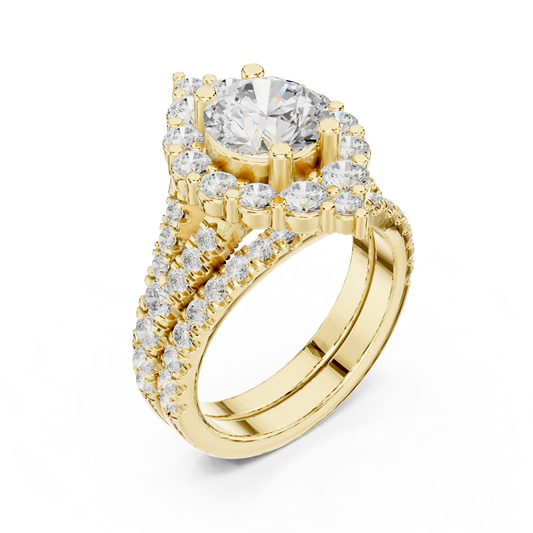Art Deco Inspired Round Cut Lab Diamond Cluster Halo Ring - view 4
