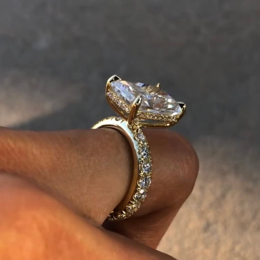 Radiant Cut Solitaire Moissanite Engagement Ring - view 2